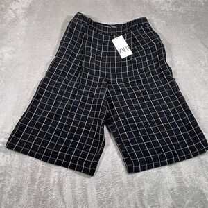 Zara Shorts Women's Size‎ L Black & White Checkered Bermuda Casual NEW